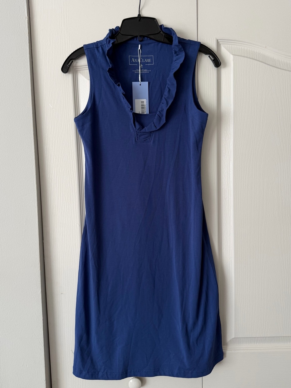 Sleeveless Ruffle V-Neck Mini Dress in Deep Blue